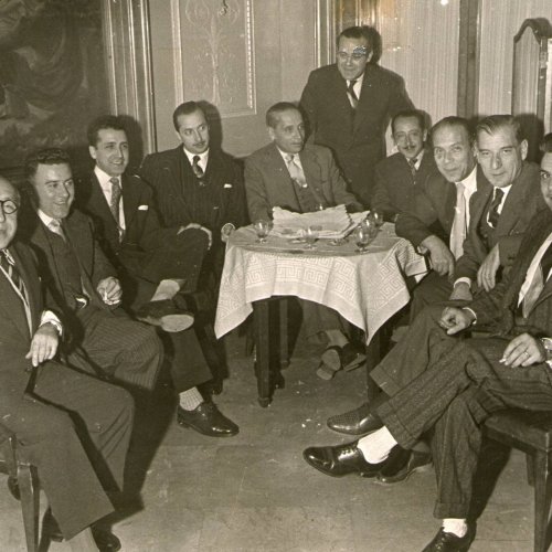 DINAR AL RESTAURANT  SALÓ ROSA-Joan Fernandez,Rafael Anglada,J.Castillo Escalona,Francisco Diaz,Luis Bohigas,Ramon Duran,Felix Bohigas,?,Juan Serrat,Luis Nonell 